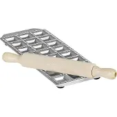 Imperia Raviolamp Moule pour 24 Raviolis Classiques en Aluminium avec Rouleau