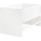 Roba Lit Bébé Évolutif Anton 70x140 Cm - Réglable Sur 3 Hauteurs - Coins De Transformation Inclus - Bois Blanc