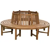 CLP Banc de jardin rond en teck "Baumbank" de la collection "Nila", pivotant à 360 degrés, résistant aux intempéries, avec dossier, couleur marron