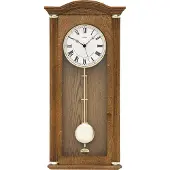 AMS 5014/4 Horloge murale radiofréquence analogique avec pendule en bois de chêne Horloge à pendule