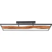 Brilliant Plafonnier LED noir CHAUMONT | Variateur d'intensité à 3 positions | 100x14x30 cm | 48W 6600 lm 3000 K | Métal/Bois/Synthétique