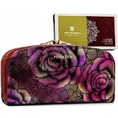 Peterson Grand portefeuille en cuir naturel avec motif floral -