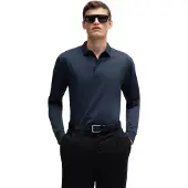 BOSS Polo à manches longues en coton interlock avec logo