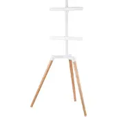 Vdd Support TV, forme chevalet de peintre - écran orientable - jusqu'à 65 pouces - Hêtre et blanc