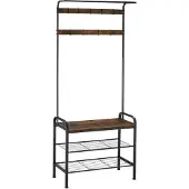 TecTake Portemanteau - 73,5x36x184cm, Bois foncé industriel, rustique