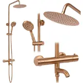 REA Kit De Douche Avec Thermostat Lungo Copper Brush