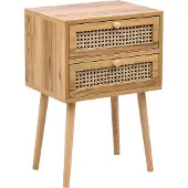Beliani Table De Chevet Butte Bois Marron Clair