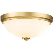 Elstead Lighting Plafonnier rond Malibu en laiton brossé et blanc, 2xE27x60W, verre, dimensions : 15,6 x 33,5 x 33,5 cm, IP44, Feiss