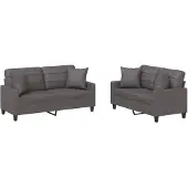 vidaXL Ensemble de canapés 2 pièces avec coussins Gris Similicuir