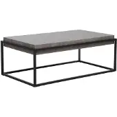 Beliani Table basse gris noir imitation béton piètement métal 115 x 64 cm rectangulaire moderne style industriel