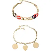 Faina Bracelet bleu foncé / or / rouge / noir