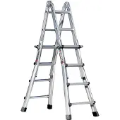 Euroline Échelle pliante Vario en aluminium, avec montants télescopiques, 4 x 4 échelons. (Échelle multifonction, 410 cm)