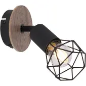 Globo Applique design Xara I noir avec du bois