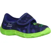 Beck Pantoufle 'T-Rex' bleu foncé / vert fluo / rouge / blanc