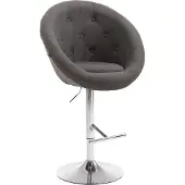 CLP Tabouret de bar London V2, revêtement en tissu, pivotant et réglable en hauteur | Couleur : gris foncé. Structure : chromée