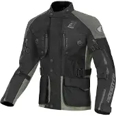 Bogotto Explorer-Z blouson imperméable en cuir / textile pour moto, noir/vert, S
