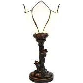 Clayre & Eef Lampe de table Tiffany 32 cm Blanc Marron Verre