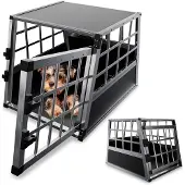 Juskys Boîte de transport pour chiens en aluminium - angle d'inclinaision de 75 degrés - taille M - noir/argent