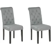 Beliani Ensemble de 2 chaises rembourrées grises avec pieds en bois noir pour salle à manger de style glamour