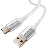 Swissten - Câble Textile II USB-C - USB (1,5m-blanc)