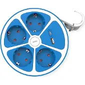 Roline Multiprise 4 prises avec interrupteur, ronde, + chargeur rapide