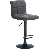 CLP Tabouret de bar Calma en tissu, pivotant à 360° et réglable en hauteur, gris clair, piètement noir