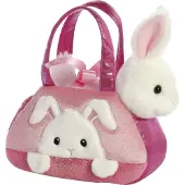 Aurora Fancy Peek-a-Boo Lapin rose/blanc dans un sac de transport env. 21 cm - Figurine en peluche