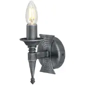 Elstead Lighting Applique murale Saxon, noir et patine argentée, 1xE14x60W, métal, dimensions : 17x10x12,5 cm, IP20, Elstead