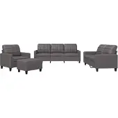 vidaXL Ensemble de canapés 4 pièces avec coussins Gris Similicuir