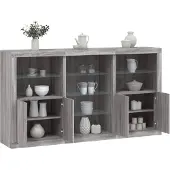 vidaXL Sideboard avec lampes LED Gris Sonoma 181,5x37x100 cm