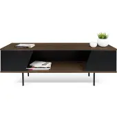 Temahome Dixie table TV 51 x140x40 placage noyer/noir/avec pieds métal noir
