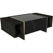 Vente-unique Table Basse Fixe Effet Bois Noir