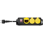 Goobay Prise de courant à 3 voies 3 680 W pour une utilisation en extérieur - Noir