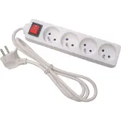 Velleman Prise 4 Voies Avec Interrupteur - Câble 1,5 M - Blanc - Prise Française