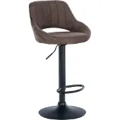 CLP Tabouret de bar Milet, revêtement en tissu, réglable en hauteur, pivotant, avec dossier | Couleur : marron, Structure : noir