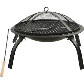 vidaXL Foyer et barbecue 2 en 1 avec tisonnier 56x56x49 cm acier