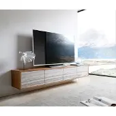 DELIFE Meuble-TV Kleo 200 cm acacia naturel 4 portes flottantes