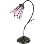 Clayre & Eef Tiffany Tischlampe 48 cm Braun Rosa Polyresin