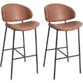 Beliani Chaise De Bar Kiana Cuir Pu Marron