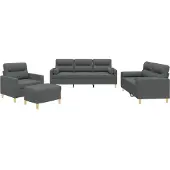 vidaXL Ensemble de canapés 4 pièces avec coussins Tissu gris foncé
