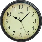 AMS 5962 Horloge murale radio analogique ronde vintage rétro avec verre