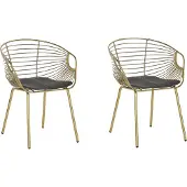 Beliani Jeu de 2 chaises de salle à manger construction en fil métallique doré assise en similicuir style industriel glam