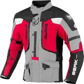 Berik Veste textile imperméable 3en1 pour moto Dakota, noir/gris/rouge, 50