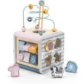 PolarB VIGA Activity Box : centre de jeux éducatif en bois 5 en 1 avec cube