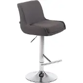 CLP Tabouret de bar Club en tissu, réglable en hauteur et pivotant, gris foncé, piètement chromé