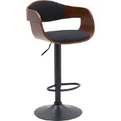 CLP Tabouret de bar Kingston, réglable en hauteur et pivotant, avec structure en métal noir, finition noyer/noir, revêtement en tissu