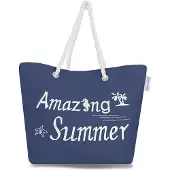 Normani Sac de plage marine / blanc
