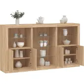 vidaXL Sideboard avec lampes LED Chêne Sonoma 181,5x37x100 cm