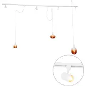 QAZQA Système sur rail monophasé avec 3 spots et lampes suspendues blanc - Cavalux Jeana