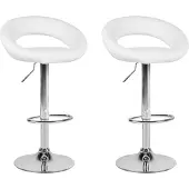 Beliani Lot de 2 tabourets de bar Recouvrement en similicuir noir Repose-pieds Pivot à gaz Hauteur réglable Minimaliste
